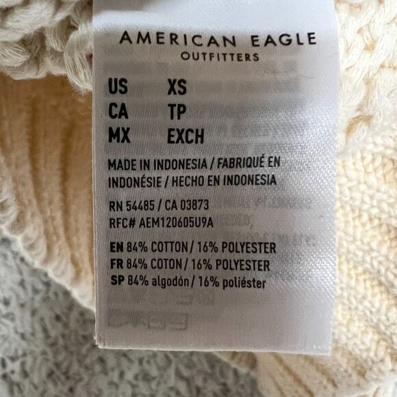 American Eagle Sweater Womens XS Open Knit Ivory Minimal Classic Preppy - Picture 6 of 8